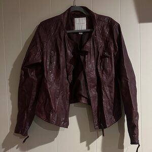 Maurices Deep Burgundy Leather Jacket